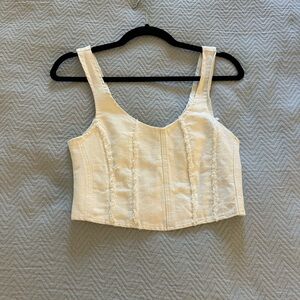Elegant white denim Sleeveless corset Top